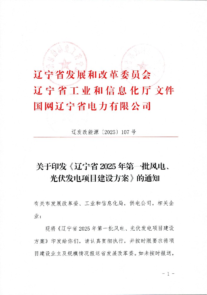 7GW！辽宁2025年第一批风光发电项目建设方案印发